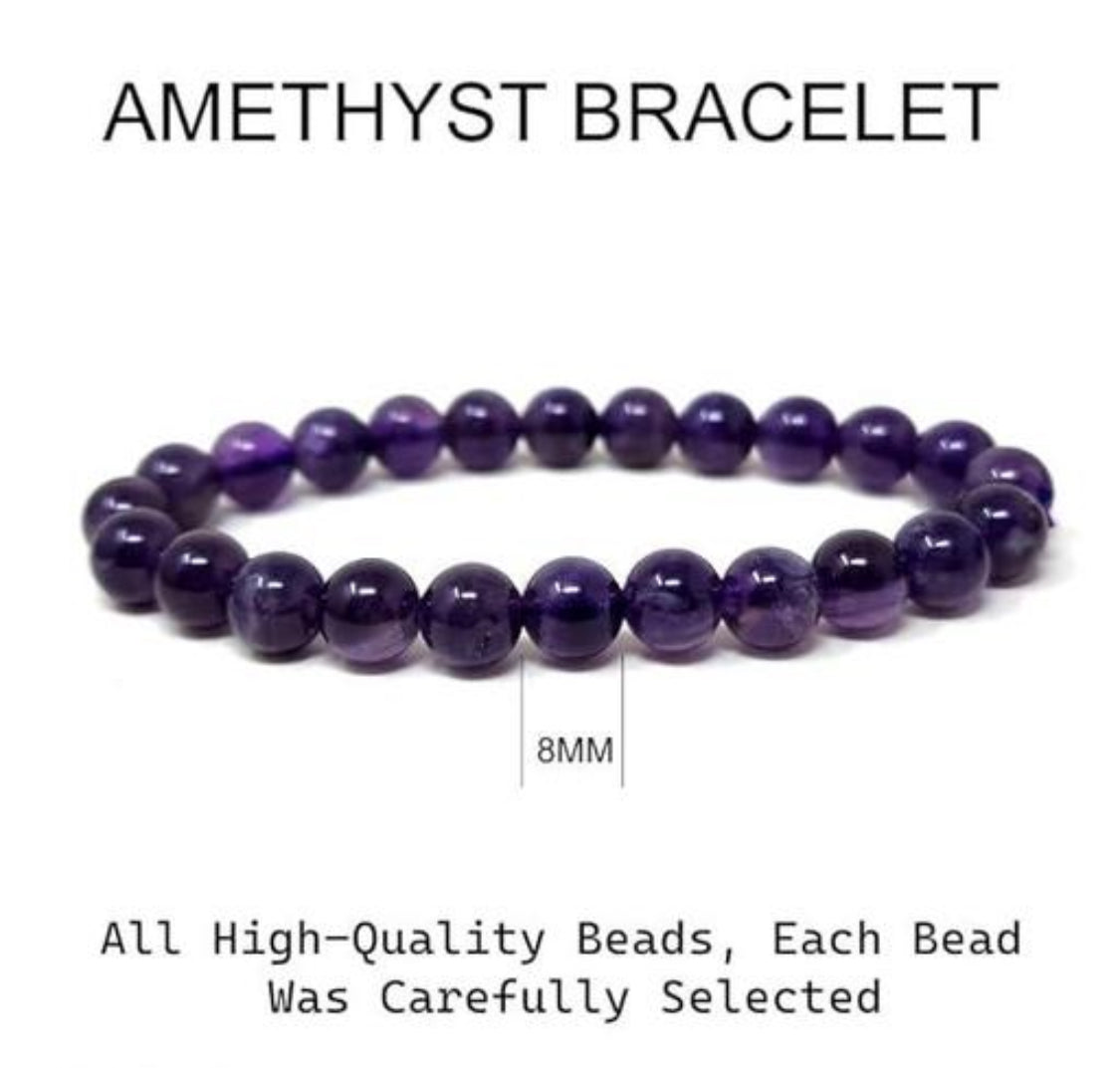 Certified Amethyst Natural Healing Stone Crystal Bracelet
