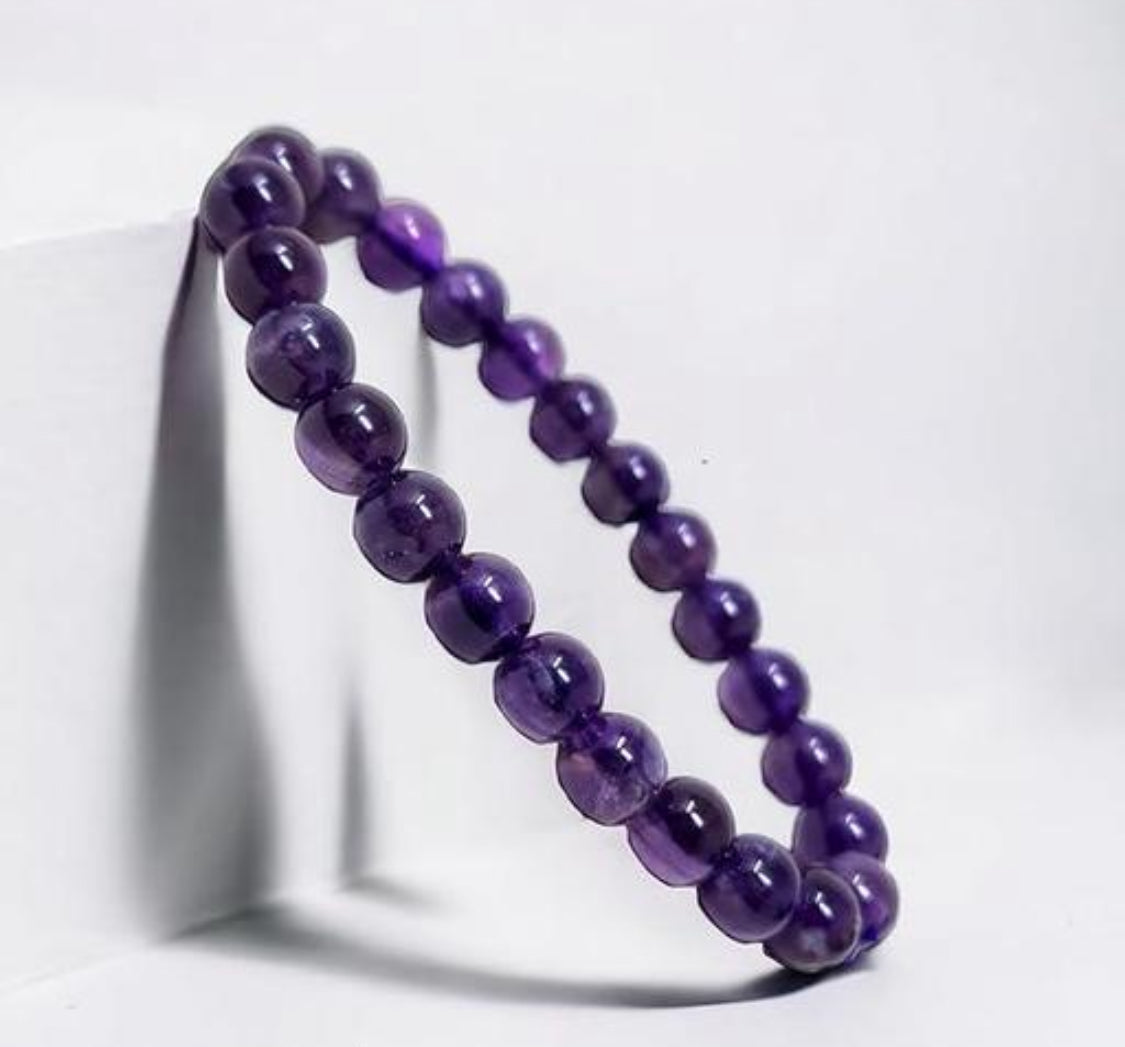 Certified Amethyst Natural Healing Stone Crystal Bracelet