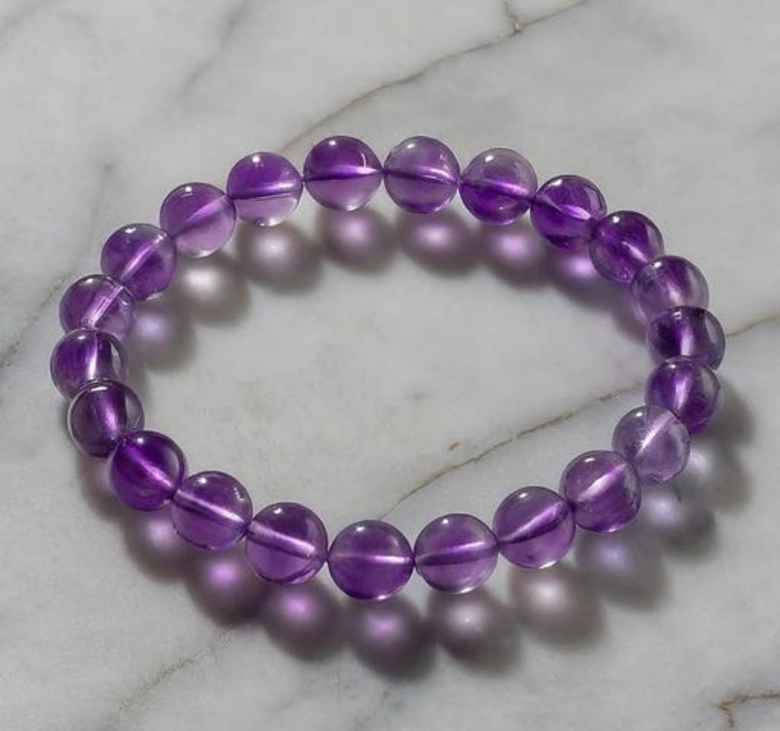 Certified Amethyst Natural Healing Stone Crystal Bracelet